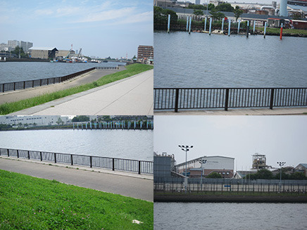 公園の前には旧江戸川が広がる。