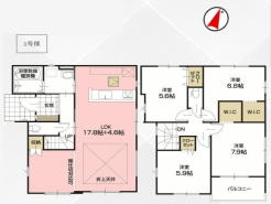 1号棟 家族構成やライフスタイルに合わせて間取りの変更ができる自由度の高いプランです。