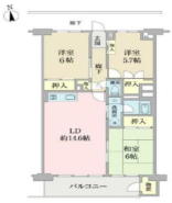 5階部分72.71m2南向き3LDK