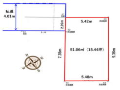 土地面積51.06m2（15.44坪）
お好きなハウスメーカーで建築可
