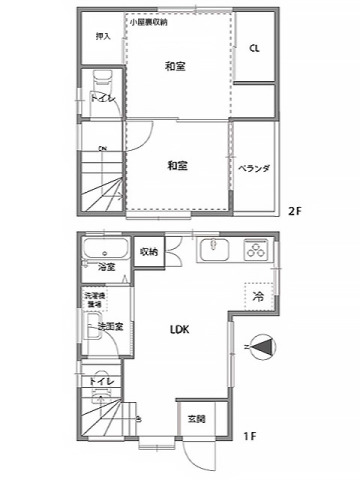 市川市稲越３丁目　中古住宅　屋根裏収納付き２ＬＤＫ！