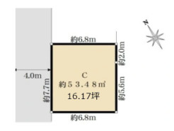 C区画：土地面積53.48m2（16.17坪）