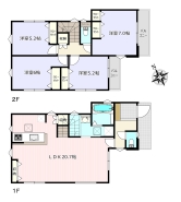 1号棟 LDK広々20.7帖。各所に収納を設けた4LDK。